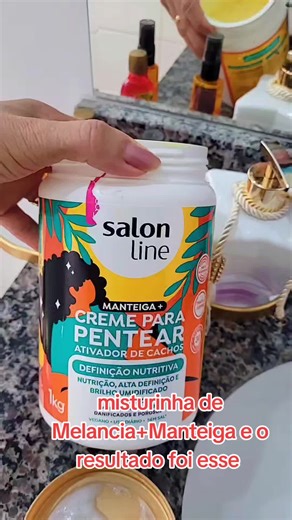 sinceramente gostei muito mais do resultado dos dois juntos Definição nutritiva e cachos dos sonhos de melancia, amo fazer misturinhas,mais dessa vez me surpreendeu o resultado !!! amei @Salon Line @#todecacho @migssalonline #cacheadas #cachos #videoviral #sl #salonlinebrasil
