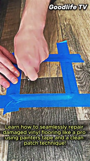 Ultimate vinyl floor repair hack using a precise template method #process #lifehack #flooring #fix