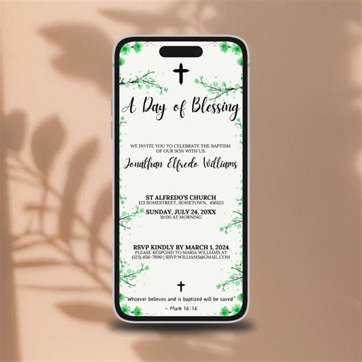 Floral Baptism Invitation Template: Editable Christening Cards (digital Download) - Etsy