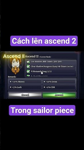 Cách lên ascend 2 trong sailor piece #roblox #sailorpiece #shorts #animecrusaders #animevanguards