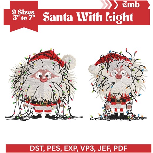 Santa Christmas Embroidery Design, Machine Embroidery Files, 9 Sizes, Instant Download - Etsy