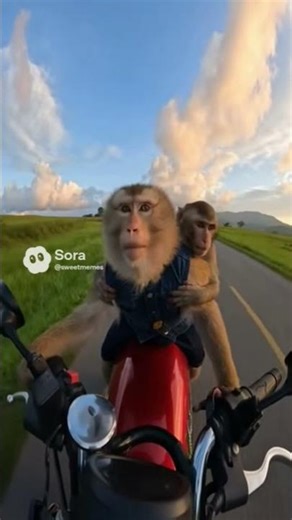 Funny Monkeys Driving Motorcycle Viral Video 🐒🏍️ | Hilarious Animal Ride #shorts #funny