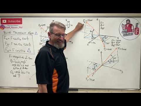 Statics: Lesson 9 - Drill Problems Practicing Blue Triangle Problems (Spherical Coordinates)