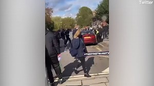 Shocking footage shows machete knife outside of school