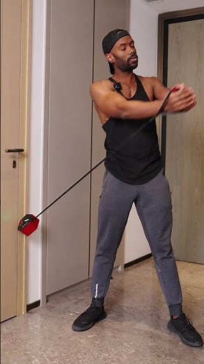 Woodchop exercise using the Rayofi Go-Tone Portable Gym