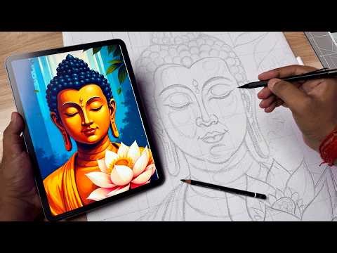 Gautam Buddha Drawing, Buddha Drawing, Outline Tutorial 😍