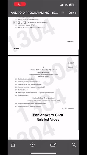 Android Programming Solved Paper 2025 Calicut University BCA / BSc Computer Science 6th Sem |