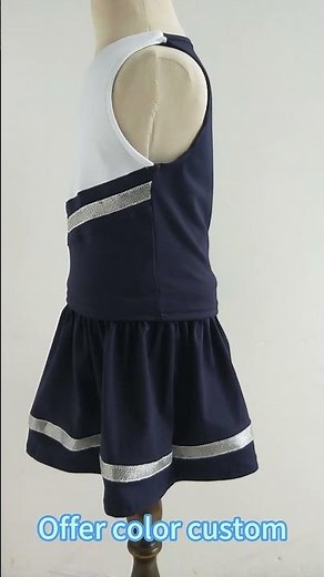 Girls Custom Cheerleader Dress Cotton Fabric Cheerleading Uniforms 2 Piece Sets for Kids and Teens