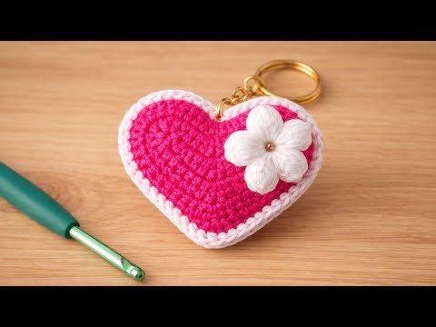 Crochet Heart Keychain Pattern | Easy Crochet Tutorial