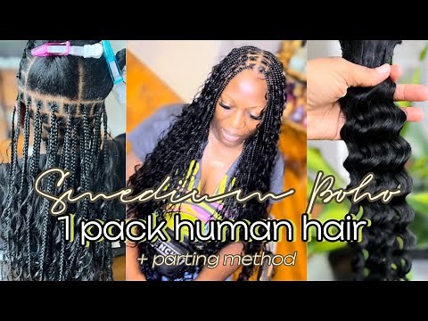 Smedium Boho Tutorial using 1 pack of Human Hair + PARTING METHOD + Tips