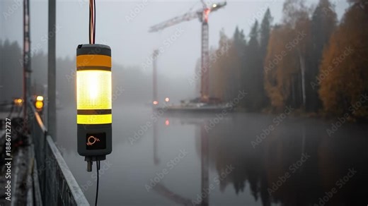 Medium shot of a sensor device installed along the dock edge detecting motion and environmental changes to enhance AIdriven alert systems for unauthorized access prevention.