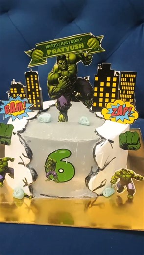 Hulk theme cake #avangers #hulk #cake #superhero #shorts
