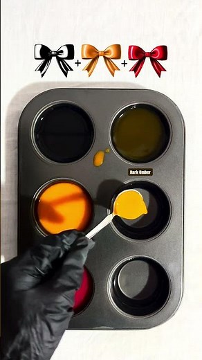 Guess the final color | jet black + bright orange + cherry red #colormixing #amazing