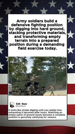 Army soldiers build a defensive fighting position by digging into hard ground