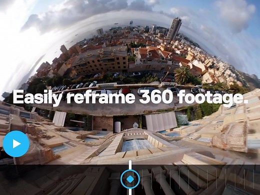 Get to know #GoProMAX – Part 2 of 6: Never miss a shot. With 360 Mode, MAX records your entire environment. Spherical videos are captured at a 6K source resolution stitched in-camera to 5.6K at 30fps. #Reframe your your 360 content into various aspect ratios with an unlimited amount of perspectives using the new #GoProApp, GoPro Player for desktop, or our new plugins for Adobe Premiere. The new GoPro App features keyframing with selective easing options to transition smoothly between movements a