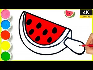 How to draw watermelon easy step || cute watermelon drawing || step by step watermelon drawing ||