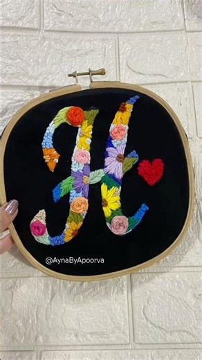 Cursive Alphabet Embroidery || Embroidery on Shirt #shortsfeed #embroidery #aynabyapoorva #fyp