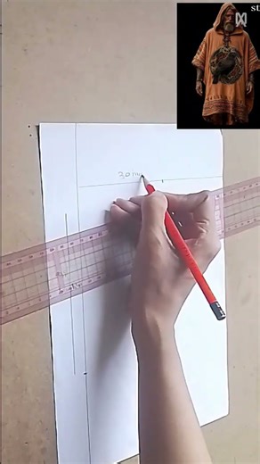 hooded Poncho/stitching tutorials for beginners pattern making #shortsfeed #youtubeshorts