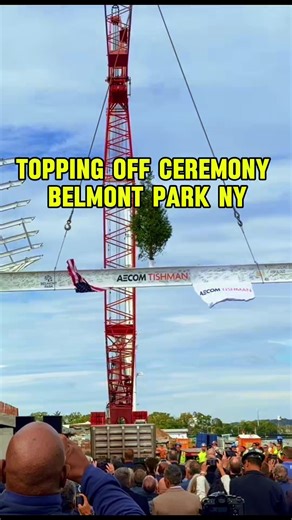 IBEW Local 25 Attended Topping -Off Ceremony Helps Mark Major Milestone in Belmont Park Redevelopment IBEW Local 25 recently joined officials from the New York Racing Association (NYRA), AECOM Tishman, Populous, and hundreds of union construction workers to celebrate the topping out of the new Belmont Park in Elmont, Nassau County. The ceremony marked the placement of the final steel beam — a key milestone in the multi-year, $455 million effort to transform the historic racetrack into a world-cl
