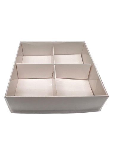 White Compartment Gift Box with Clear Lid | Bakery, Candy, Charcuterie Organizer