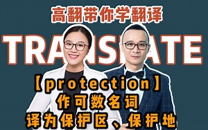 【高翻带你学翻译】【protection】作可数名词译为保护区、保护地