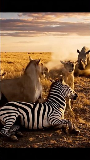 Rhino Saves Zebra From Lions—Nature’s Most UNEXPECTED Rescue! 🦏🦁🦓🔥 #zebra #animalrescue #shorts