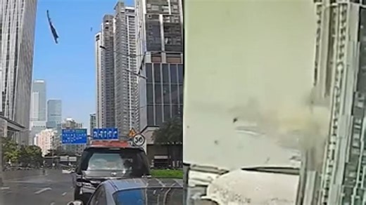 深圳灣高層豪宅爆炸瞬間恐怖影片曝光　途人遇建築殘渣掉落後四散
