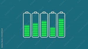 Animation of appearance and disappearance of charging batteries.