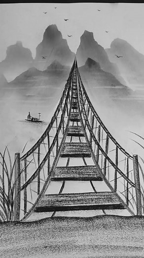305K views · 5.3K reactions | how to draw a beautiful bridge by pencil sketch #virals #drawing #art #shorts | SSR Art's | Facebook