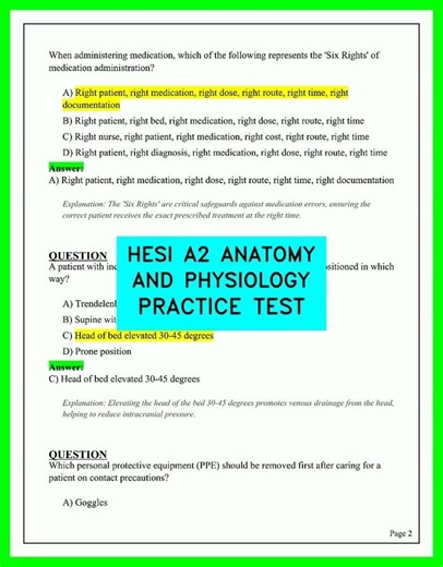 HESI A2 Anatomy and Physiology Practice Test | 2026 Exam Review Questions and Answers Guide 2026.