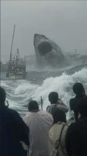 Camera Crew Films Deformed Megalodon Near Japanese Fishing Village