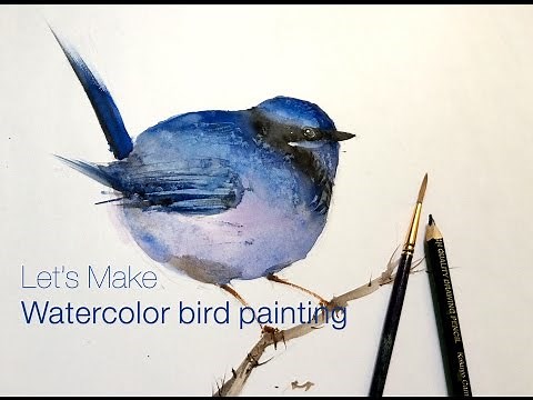 How to paint watercolor bird painting - Easy step by step learning.