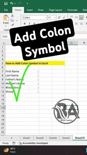 How to Add Colon Symbol in Excel ll Bivash Academy