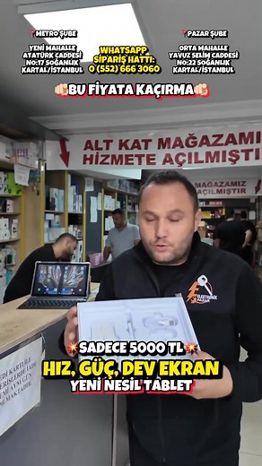 Model: S26 Ultra Max (i-Tab) • İşletim Sistemi: Android 15.0 • Kamera: 32 MP (ön) 50 MP (arka) • Ekran: 10.1 inç HD • RAM: 16 GB 1 TB (muhtemelen genişletilebilir depolama dahil) • Çözünürlük: 1280 × 800 piksel • Batarya: 12.000 mAh (büyük batarya)HEMEN KAMPANYALI FİYATTAN SİPARİŞ VERMEK İÇİN WHATSAPP SİPARİŞ HATTI: 0 (552) 666 3060https://api.whatsapp.com/send?phone=905526663060MAĞAZALARIMIZA DAVETLİSİNİZ EFENDİM📍METRO ŞUBE: YENİ MAHALLE ATATÜRK CADDESİ NO:17 SOĞANLIK KARTAL/İSTANBUL📍 PAZAR Ş