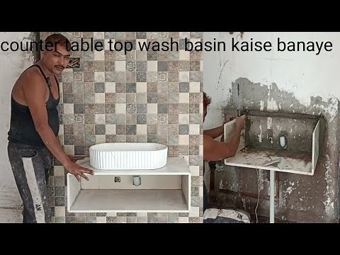 Counter Top Wash Basin Installation || granite top wash basin ||table top