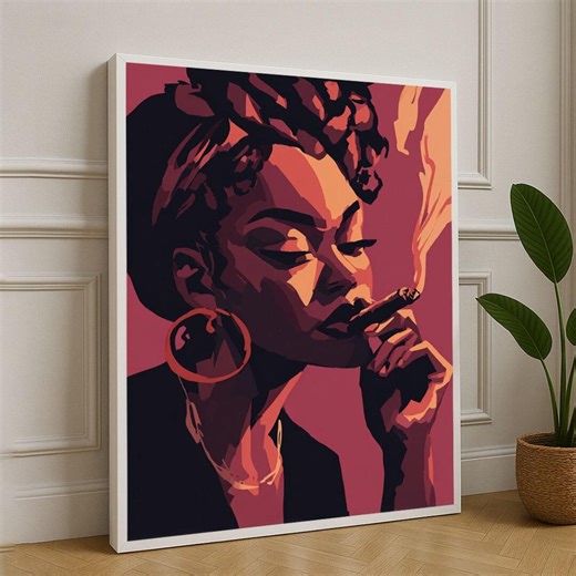 Bold Black Woman Smoking Cigar Canvas Wall Art Print Modern Living Room Decor Statement Piece - Etsy