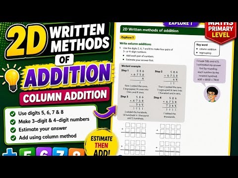 Column Addition Method | 2D Written Methods of Addition | Estimate & Add | Grade 4 Maths