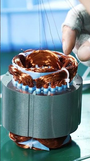 Super exciting electric motor production process🤓. #motor #winding #assembly