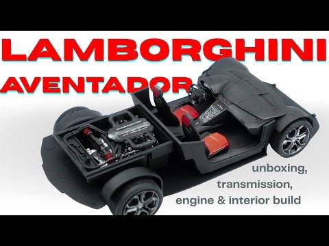 Lamborghini Aventador 1/24 Aoshima Scale Car Model – Unboxing, Transmission, Engine & Interior Build