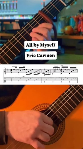 David Albornoz | Classical / Fingerstyle Guitar 🎸🎵 on Instagram: "All by Myself - Eric Carmen. . Want to learn it ? 🎶 Score and Tabs are available on my Patreon (link in my bio) . . #classicalguitar #fingerstyleguitar #guitarist #guitarraclasica #fingerstyle #guitartabs #guitarlessons"