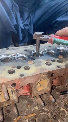How to Head valve guide remove six cylinder diesel engine #mechanic #mechaniclife #skills #repair