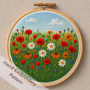 Printable Froral Hand Embroidery Pattern PDF File Digital Download Easy to Print at Home With 6 Different Sizes. - Etsy