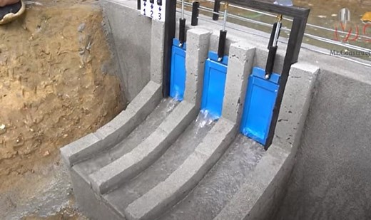 Here's how to build a small 3-sluice gate dam from scratch