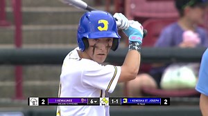 Senior Tim Falk, the number nine hitter for Kenosha St. Joseph, rips an RBI single to right for the lead, and he's fired up!🔥 #WIAAbase | WKOW 27
