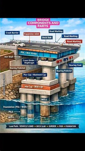 Bridge Components and Parts Explained | Deck Slab to Foundation | Civil Engineering