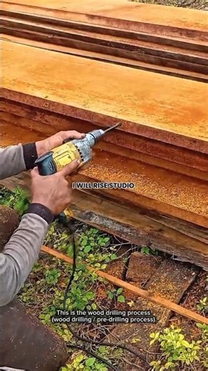 Fast Wood Pre-Drilling Process | Electric Drill for Precise and Strong Lumber Assembly