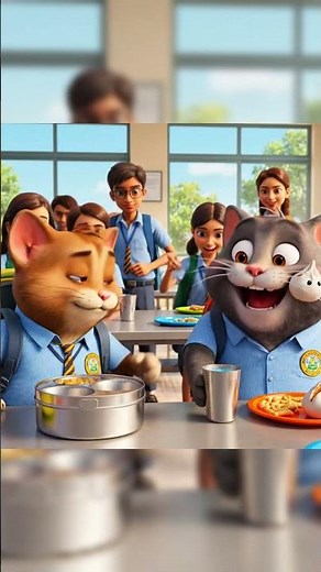 Cat Caught Eating Momo… Then Lies About It 😂🥟 #funny #cartoon #comedy
