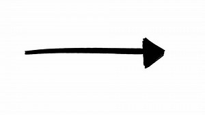 The hand written arrow is isolated and shown pointing right symbolizing the next direction. animation in black and white of the index symbol pointing to the direction. Showcase important information