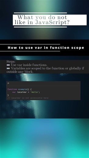 🧬 JavaScript 🧬 How to use var in function scope 🧬 #shorts #KGRDevShorts #HowToJavascript