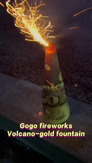 Volcano / conic fountain golden fountain stocks available 3-4-6-13inch High quality .Amazing effect #conicfountain#fireworks #toyfireworks